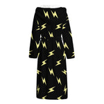 Black And Yellow Lightning Pattern Print Hooded Bathrobe