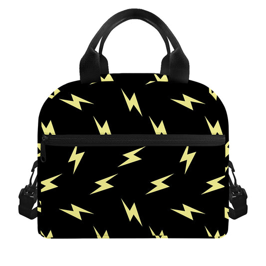 Black And Yellow Lightning Pattern Print Insulated Lunch Bag