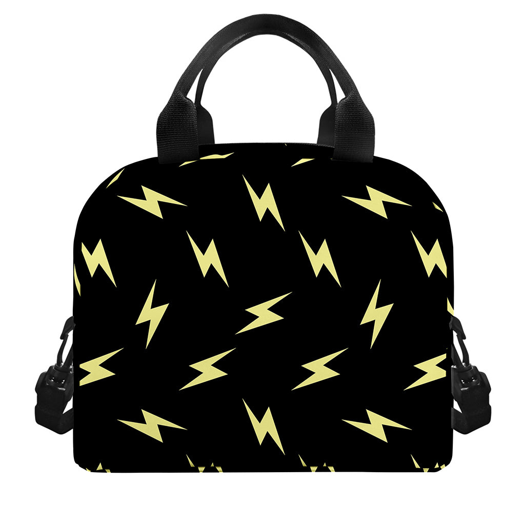 Black And Yellow Lightning Pattern Print Insulated Lunch Bag