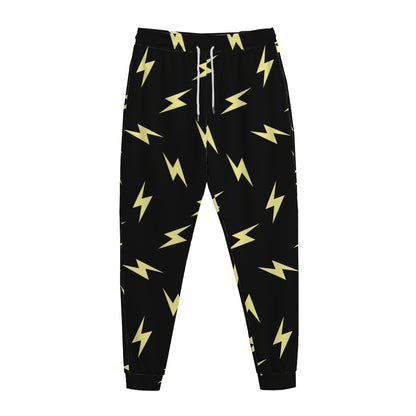 Black And Yellow Lightning Pattern Print Jogger Pants