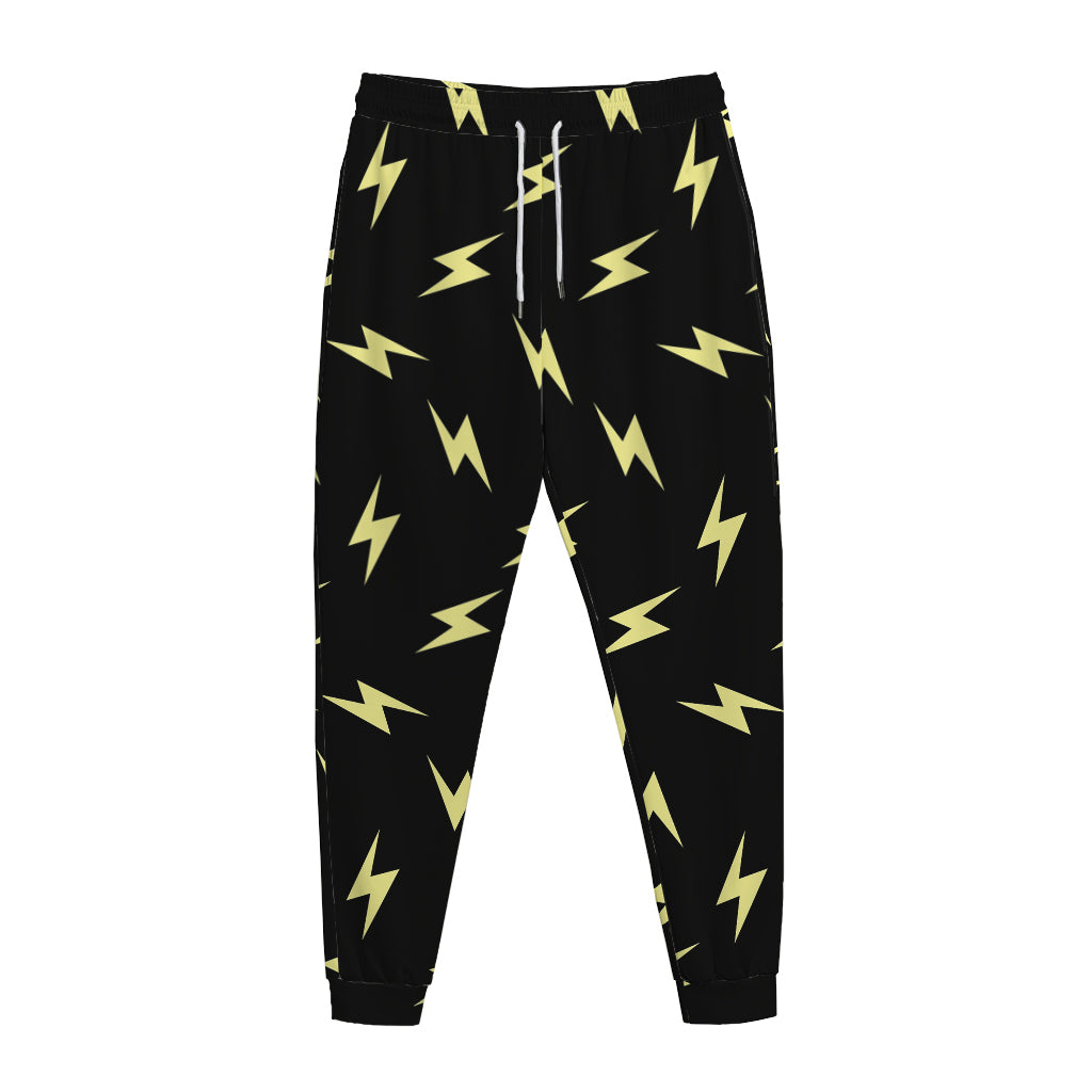 Black And Yellow Lightning Pattern Print Jogger Pants