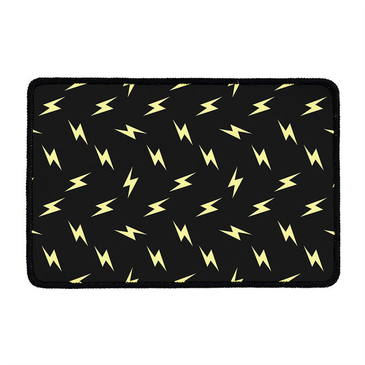 Black And Yellow Lightning Pattern Print Kitchen Mat