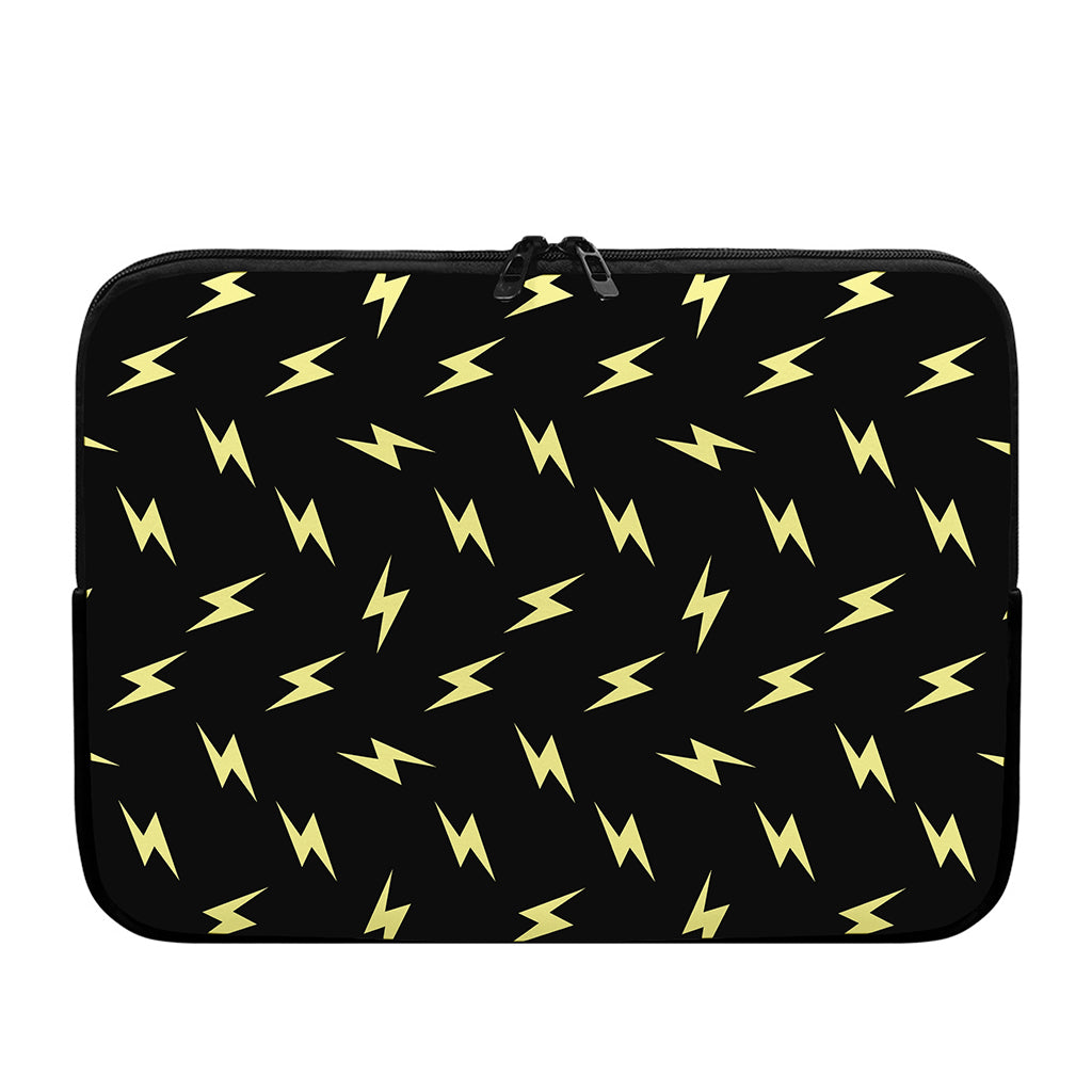 Black And Yellow Lightning Pattern Print Laptop Sleeve