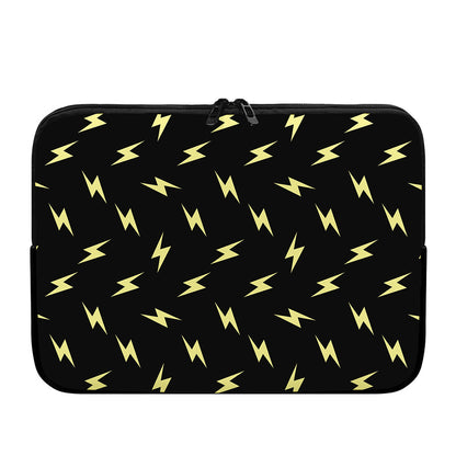 Black And Yellow Lightning Pattern Print Laptop Sleeve
