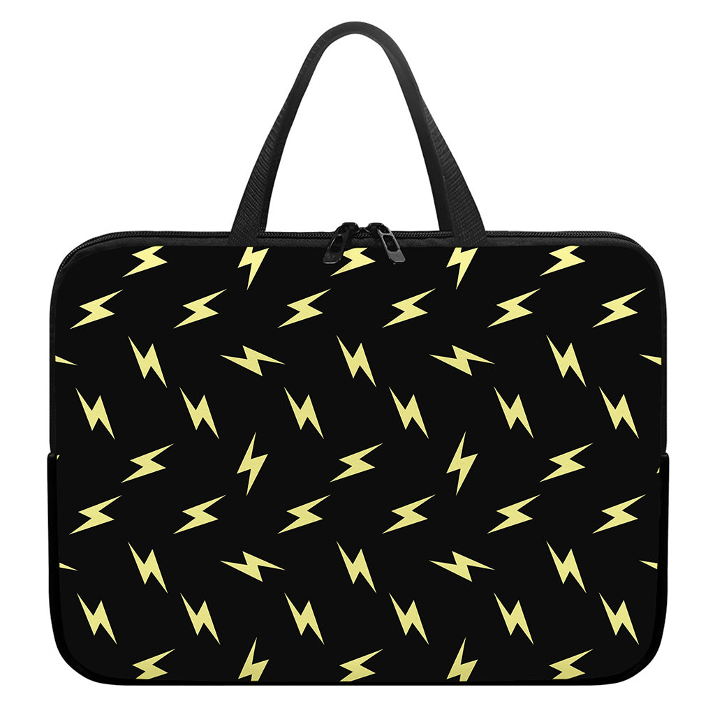 Black And Yellow Lightning Pattern Print Laptop Sleeve With Handle