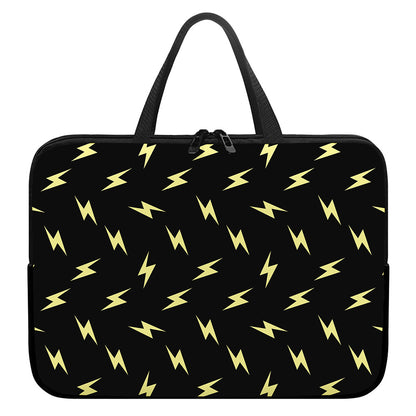 Black And Yellow Lightning Pattern Print Laptop Sleeve With Handle