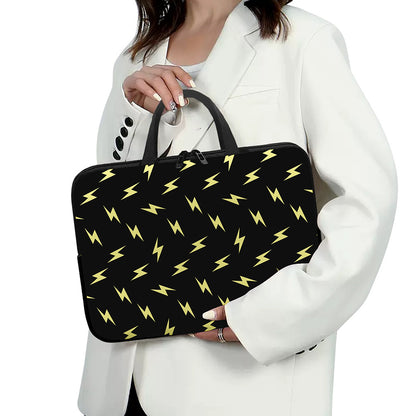 Black And Yellow Lightning Pattern Print Laptop Sleeve With Handle