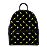 Black And Yellow Lightning Pattern Print Leather Backpack