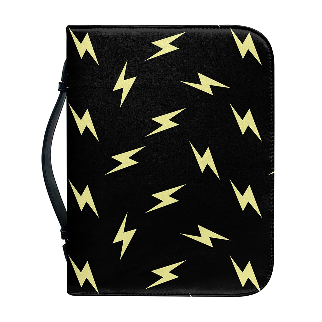 Black And Yellow Lightning Pattern Print Leather Bible Cover