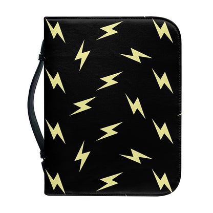 Black And Yellow Lightning Pattern Print Leather Bible Cover