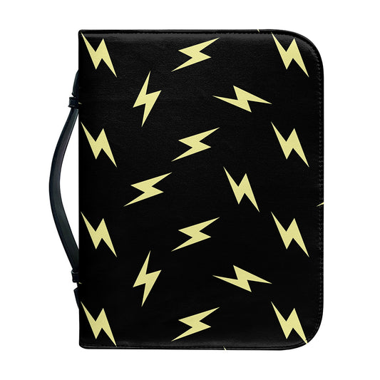 Black And Yellow Lightning Pattern Print Leather Bible Cover