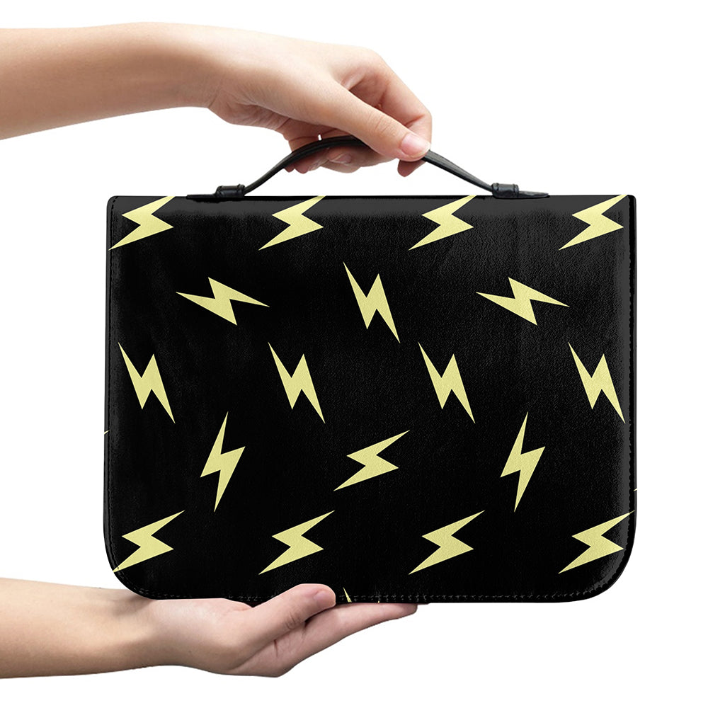 Black And Yellow Lightning Pattern Print Leather Bible Cover