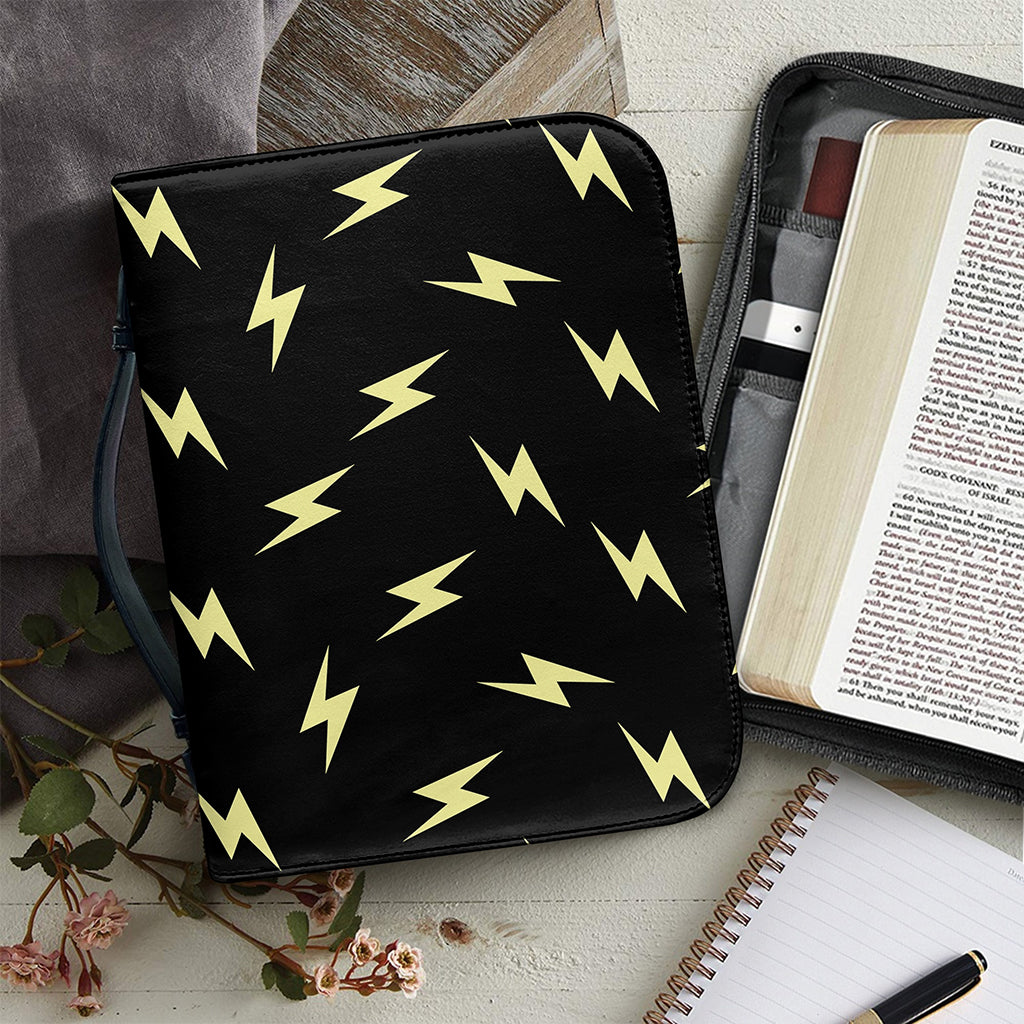 Black And Yellow Lightning Pattern Print Leather Bible Cover