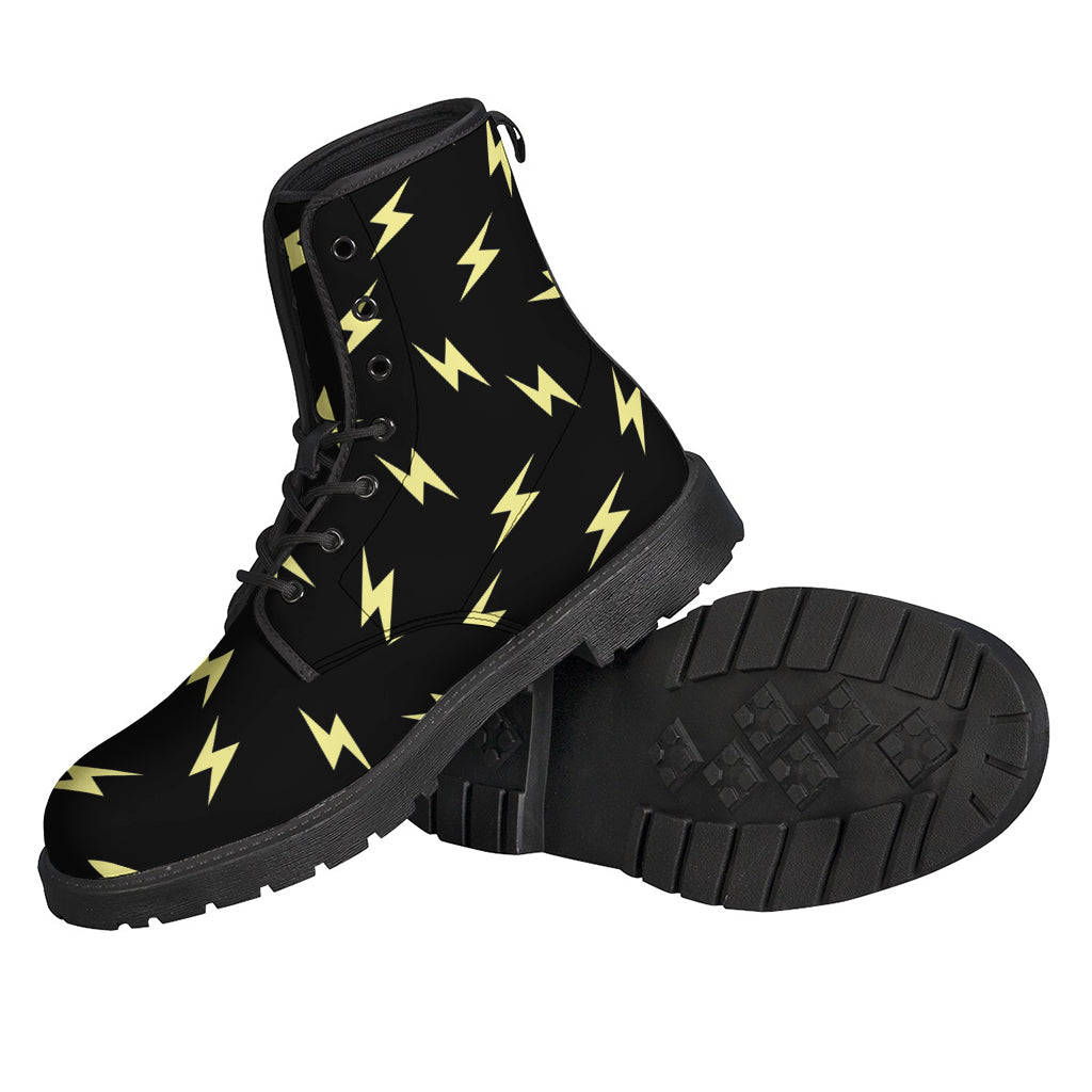 Black And Yellow Lightning Pattern Print Backpack