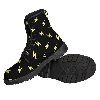 Black And Yellow Lightning Pattern Print Backpack