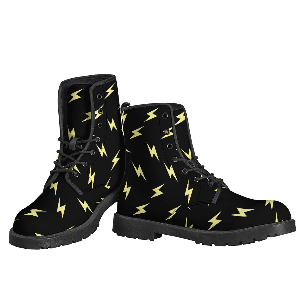 Black And Yellow Lightning Pattern Print Backpack