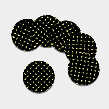 Black And Yellow Lightning Pattern Print Leather Coaster Set