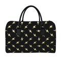 Black And Yellow Lightning Pattern Print Leather Duffel Bag