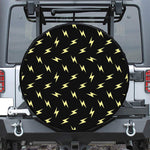Black And Yellow Lightning Pattern Print Leather Spare Tire Cover