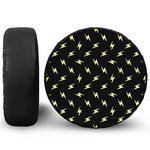Black And Yellow Lightning Pattern Print Leather Spare Tire Cover