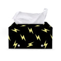 Black And Yellow Lightning Pattern Print Leather Tissue Box Cover