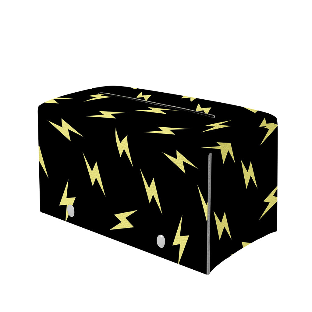 Black And Yellow Lightning Pattern Print Leather Tissue Box Cover