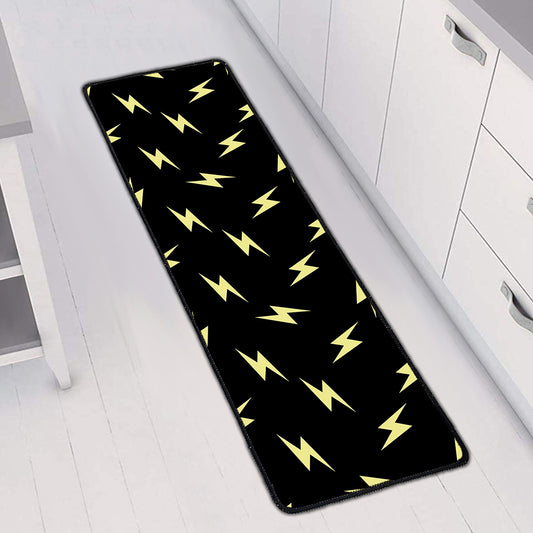 Black And Yellow Lightning Pattern Print Long Kitchen Mat