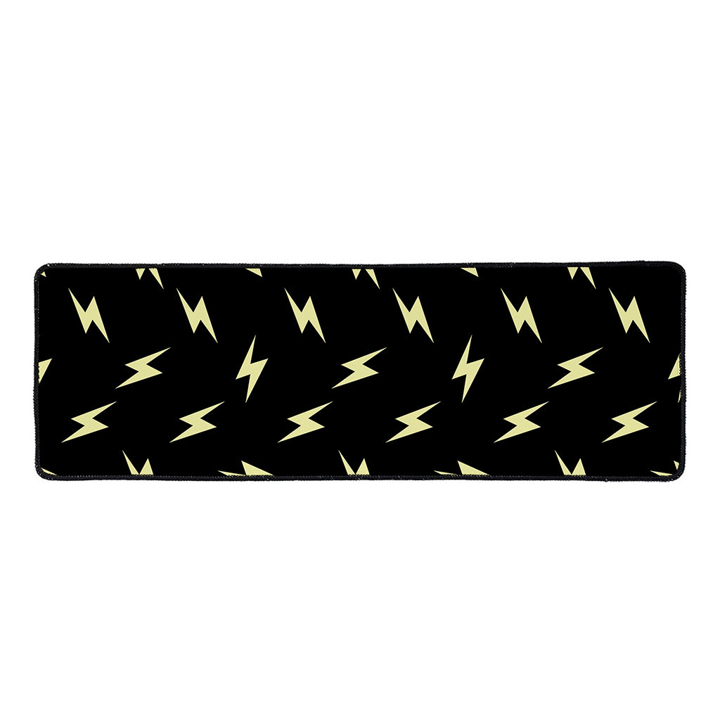Black And Yellow Lightning Pattern Print Long Kitchen Mat