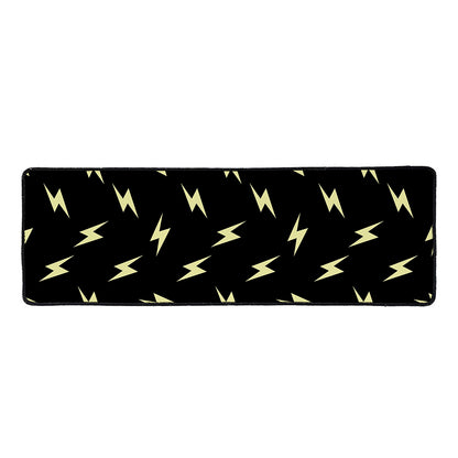 Black And Yellow Lightning Pattern Print Long Kitchen Mat