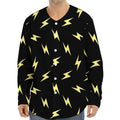Black And Yellow Lightning Pattern Print Long Sleeve Baseball Jersey