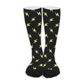 Black And Yellow Lightning Pattern Print Long Socks
