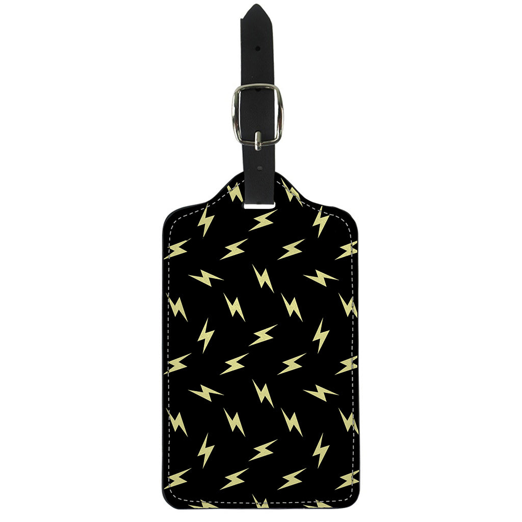 Black And Yellow Lightning Pattern Print Luggage Tag