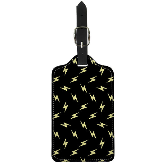 Black And Yellow Lightning Pattern Print Luggage Tag