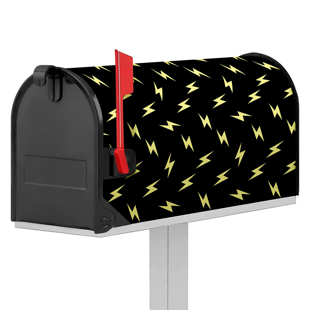 Black And Yellow Lightning Pattern Print Mailbox Cover