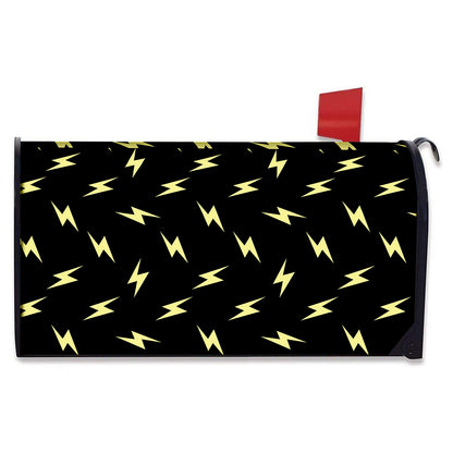 Black And Yellow Lightning Pattern Print Mailbox Cover