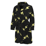 Black And Yellow Lightning Pattern Print Men's Bathrobe
