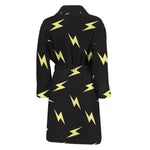 Black And Yellow Lightning Pattern Print Men's Bathrobe