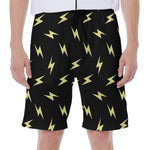 Black And Yellow Lightning Pattern Print Men's Beach Shorts