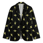 Black And Yellow Lightning Pattern Print Men's Blazer