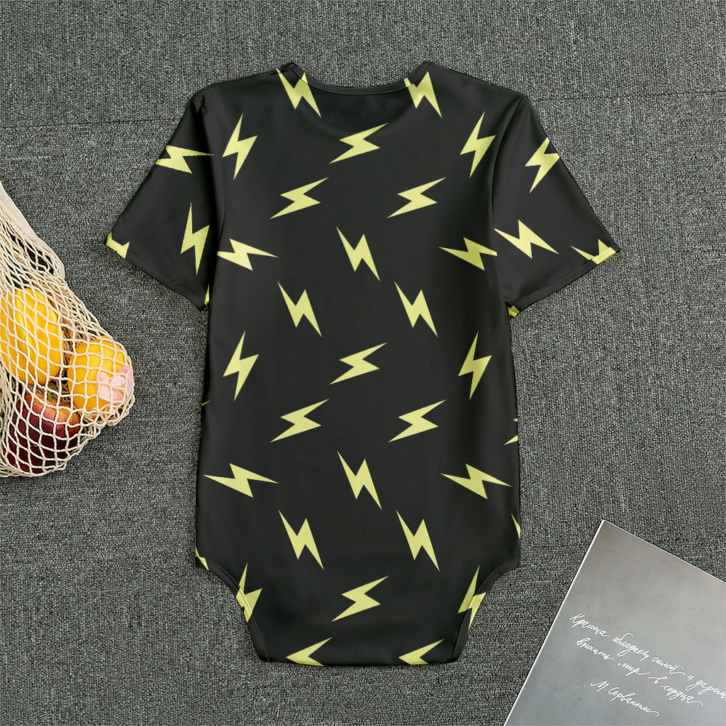 Black And Yellow Lightning Pattern Print Men's Bodysuit