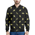Black And Yellow Lightning Pattern Print Men's Bomber Jacket