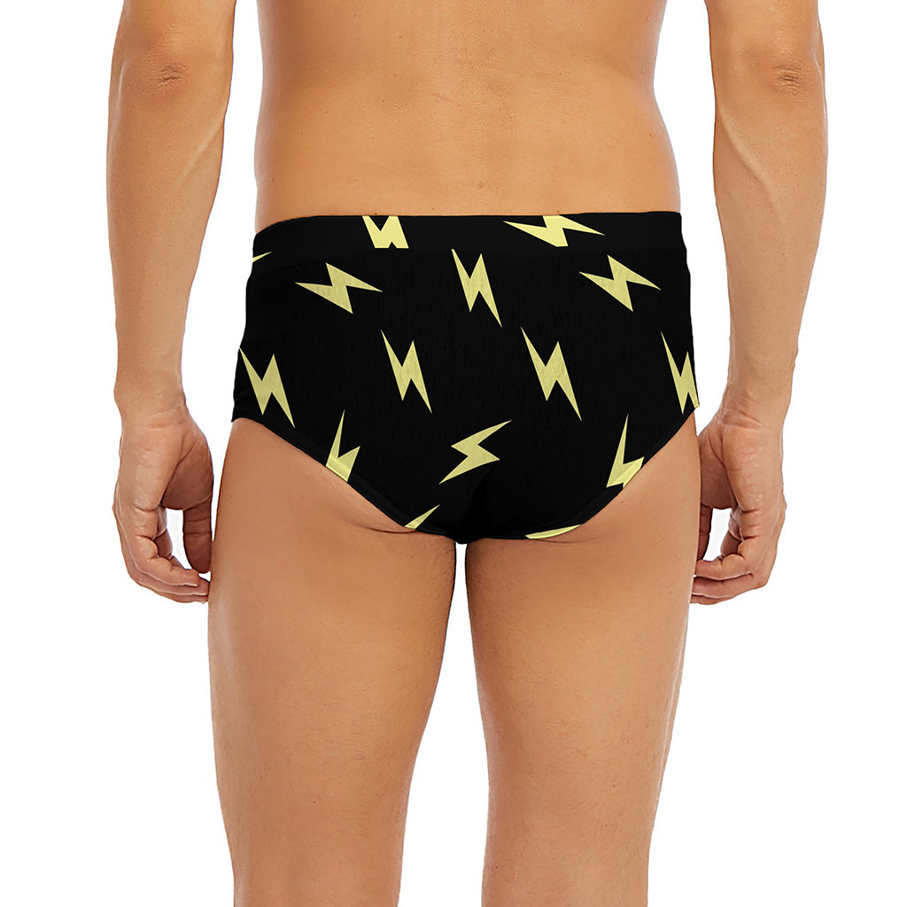 Black And Yellow Lightning Pattern Print Men's Briefs