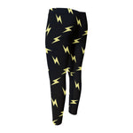 Black And Yellow Lightning Pattern Print Men's Compression Pants