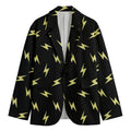 Black And Yellow Lightning Pattern Print Men's Cotton Blazer