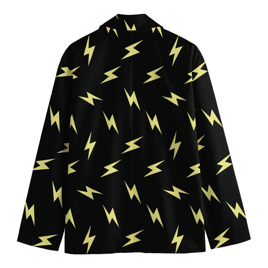 Black And Yellow Lightning Pattern Print Men's Cotton Blazer