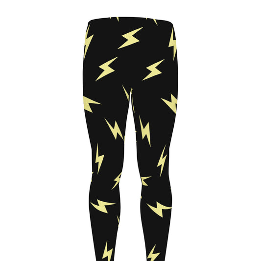 Black And Yellow Lightning Pattern Print Men's leggings