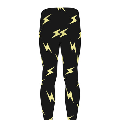 Black And Yellow Lightning Pattern Print Men's leggings