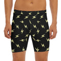 Black And Yellow Lightning Pattern Print Men's Long Boxer Briefs