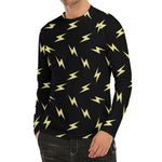 Black And Yellow Lightning Pattern Print Men's Long Sleeve Rash Guard