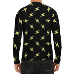 Black And Yellow Lightning Pattern Print Men's Long Sleeve Rash Guard